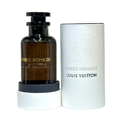 Louis Vuitton Ombre Nomade perfume bottle and packaging on a white background