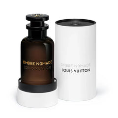 Louis Vuitton Ombre Nomade perfume bottle and packaging on a white background