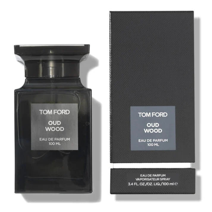 Tom Ford Oud Wood perfume bottle and packaging on a white background