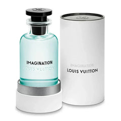 Louis Vuitton 'Imagination' perfume bottle and packaging on a white background