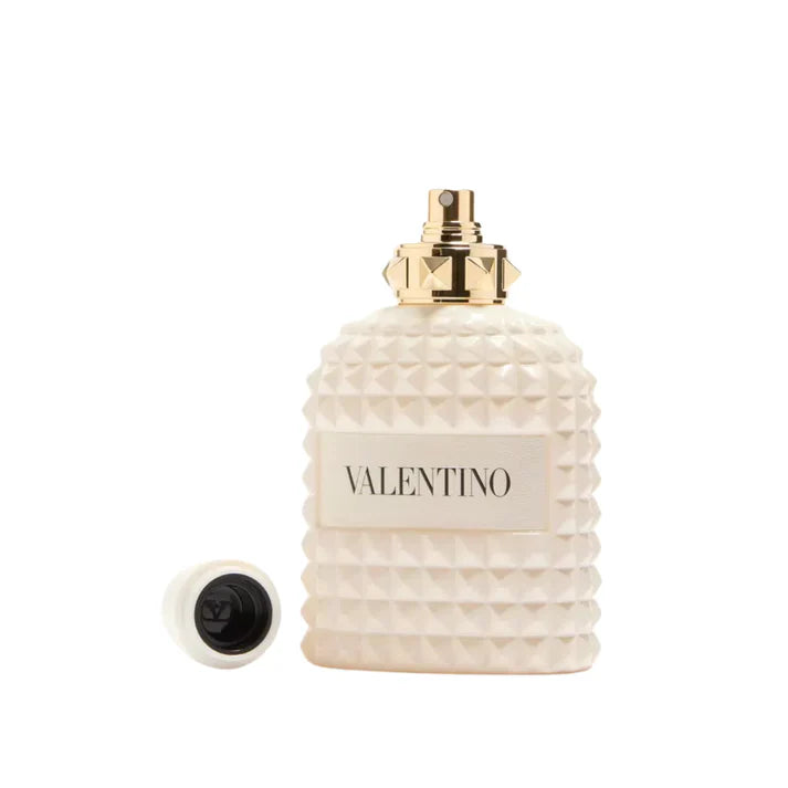 Valentino perfume bottle with textured design on a white background