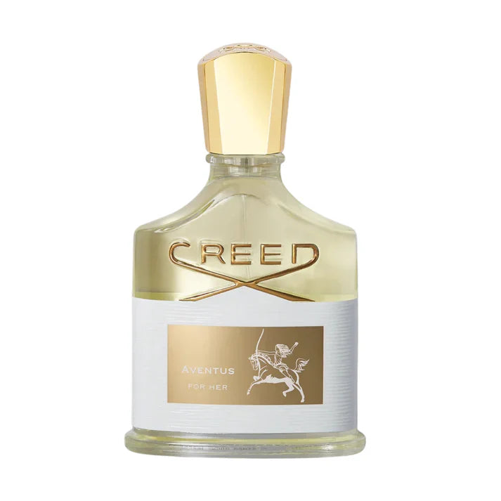 Creed Aventus for Her perfume bottle on a white background