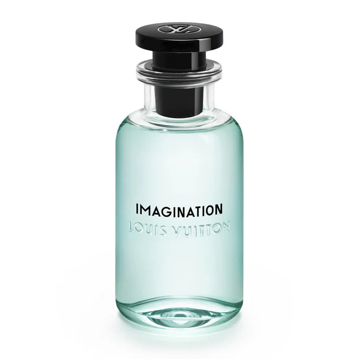 Louis Vuitton 'Imagination' perfume bottle on a white background