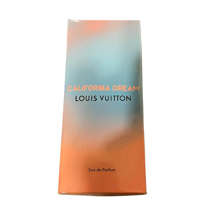 Louis Vuitton 'California Dream' perfume box with gradient design on a white background