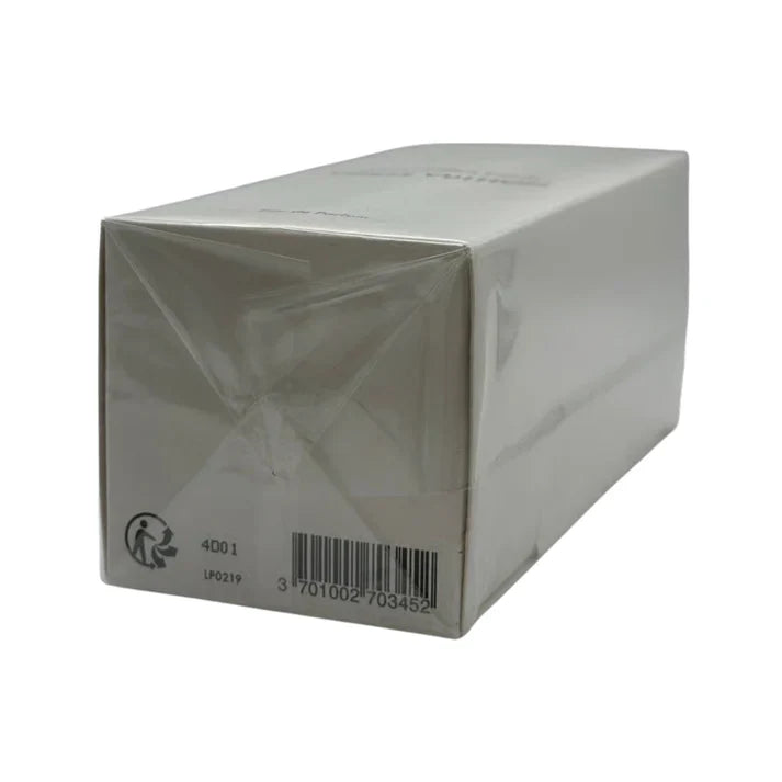 White rectangular box with a barcode on a white background
