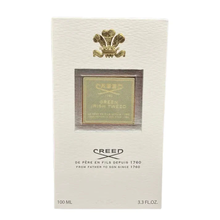 Creed Green Irish Tweed perfume packaging on a white background
