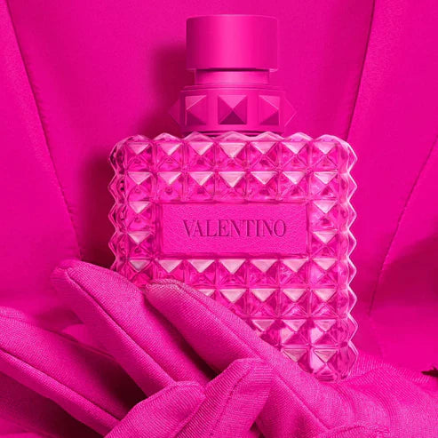 PinkValentino perfume bottle on a pink background