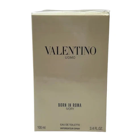 Valentino Uomo Born in Roma Ivory Eau de Toilette packaging on a white background