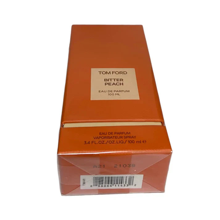 Orange box of Tom Ford Bitter Peach Eau de Parfum on a white background