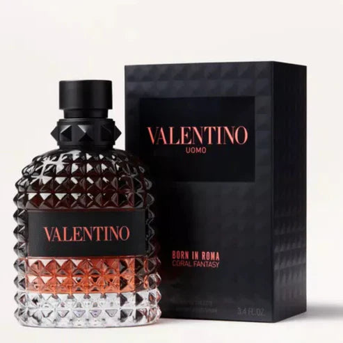 Valentino perfume bottle and packaging on a white background