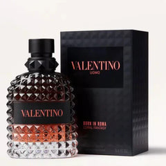 Valentino perfume bottle and packaging on a white background