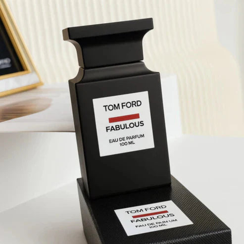 Tom Ford Fabulous perfume bottle and packaging on a white surface