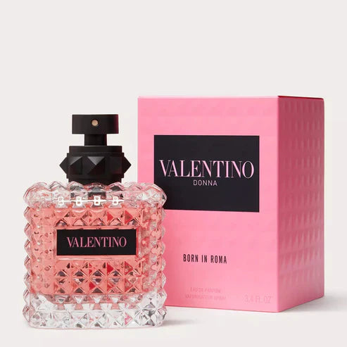 Valentino perfume bottle and packaging on a white background